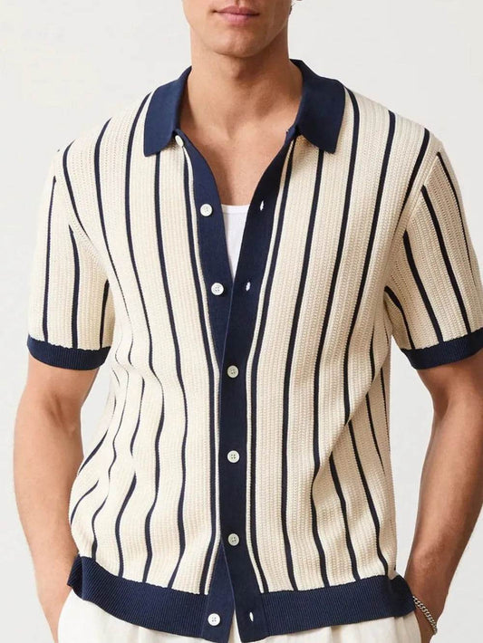 Men's Plus Size Striped Button Down Short Sleeve Shirt - Ultim8 Designs 4 U