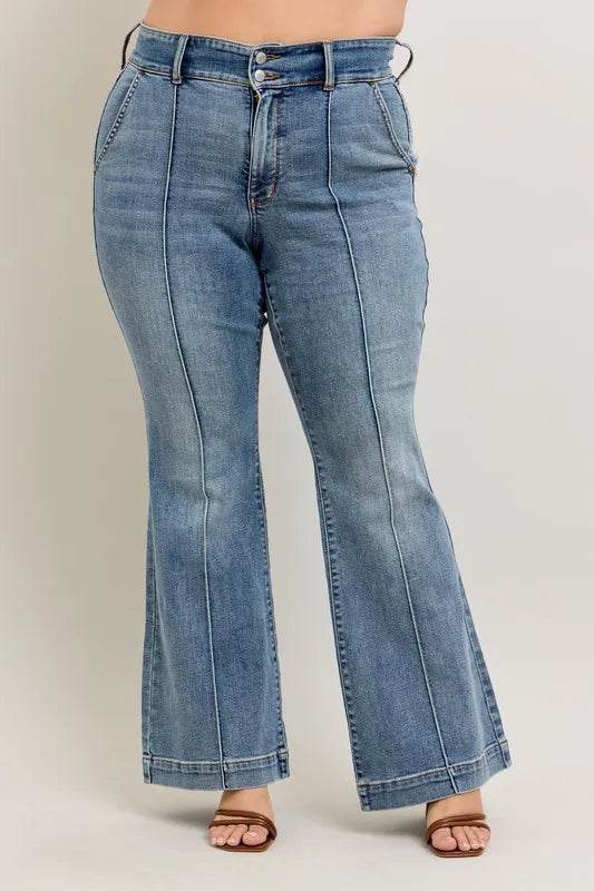 Judy Blue Full Size High-Waist Flare Denim Jeans with Front Seam Detail Plus Size - Ultim8 Designs 4 U