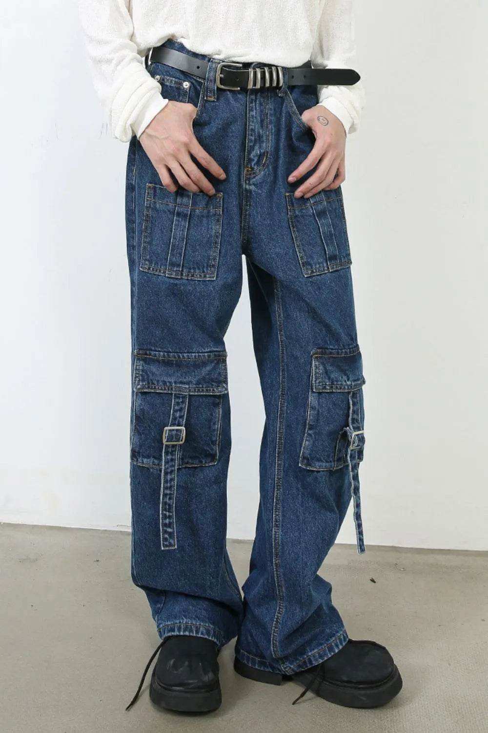 Men's Mid Rise Jeans with Cargo Pockets - Ultim8 Designs 4 U