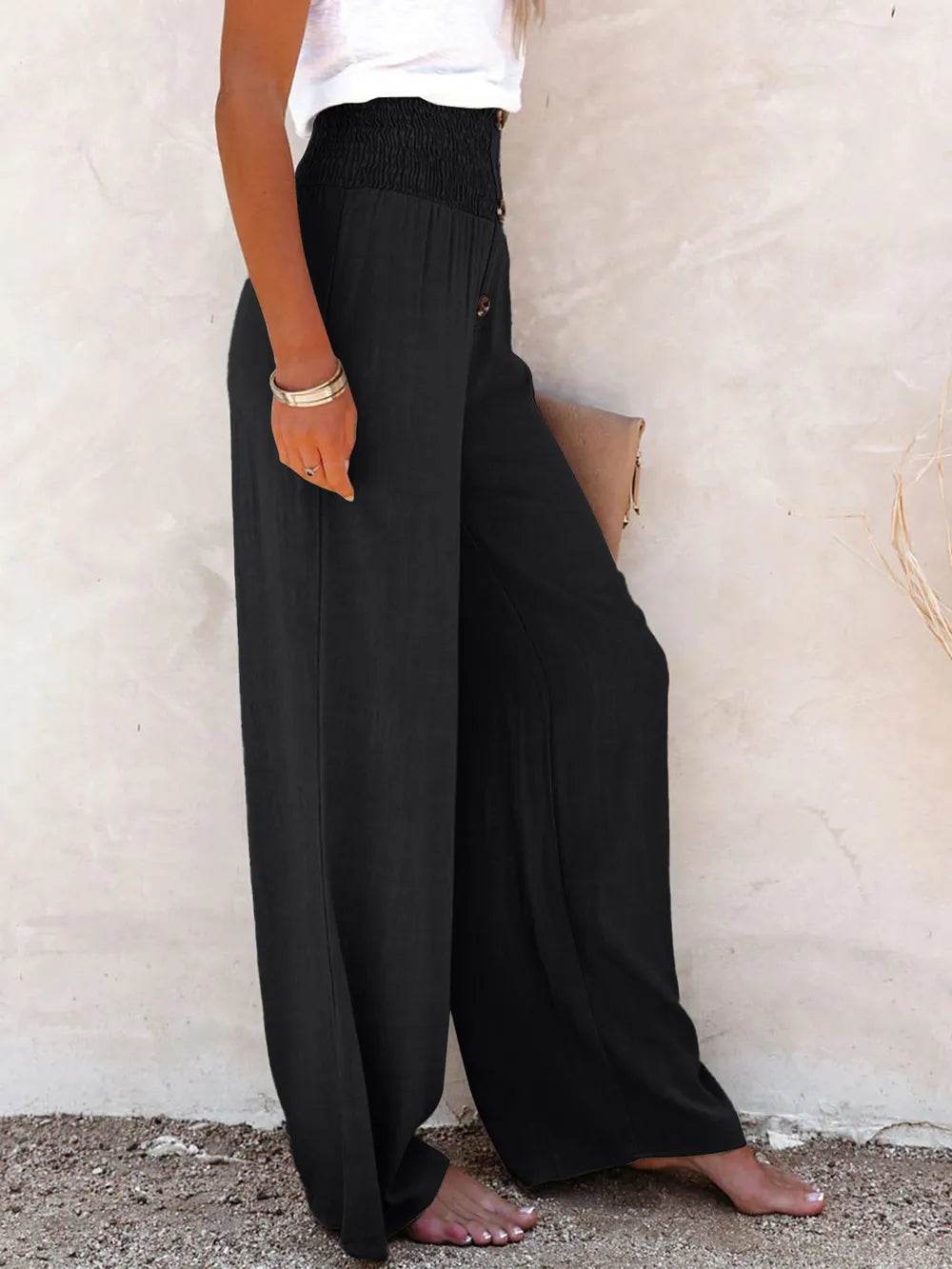 Full Size Decorative Button High Waist Pants - Ultim8 Designs 4 U