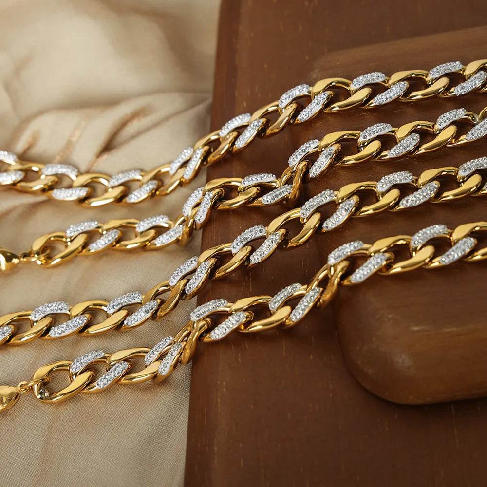 Zircon Titanium Steel Chunky Chain Necklace - Ultim8 Designs 4 U