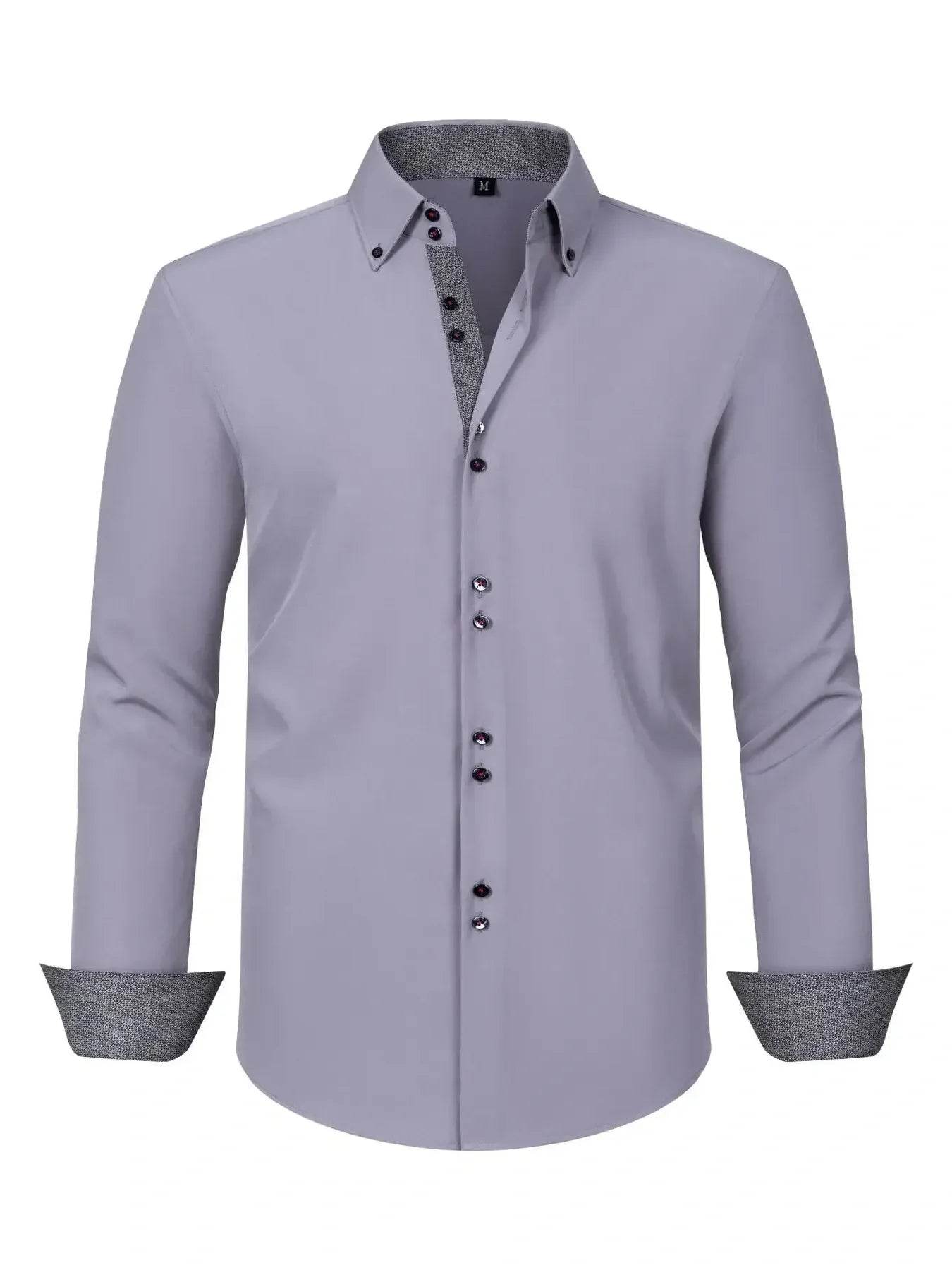 Men's Full Size Button-Down Casual Shirt with Contrast Cuffs Plus Size - Ultim8 Designs 4 U