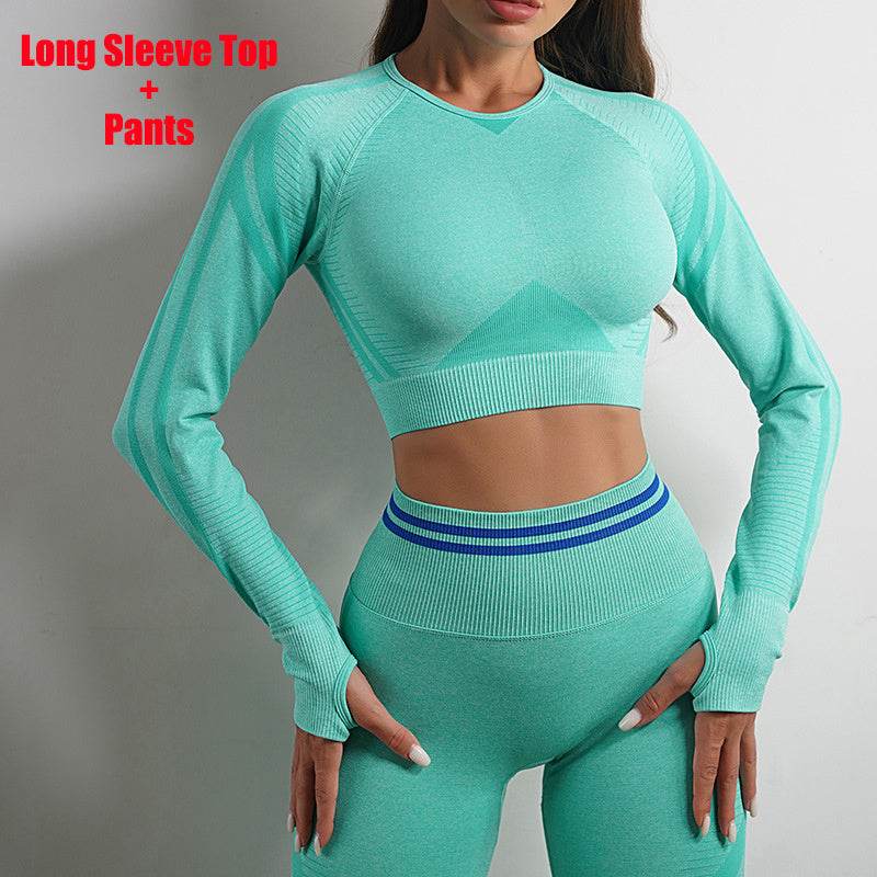 Seamless Yoga Pants Sports Gym Fitness Leggings Or Long Sleeve Tops Outfits Butt Lifting Slim Workout Sportswear Clothing - Ultim8 Designs 4 U