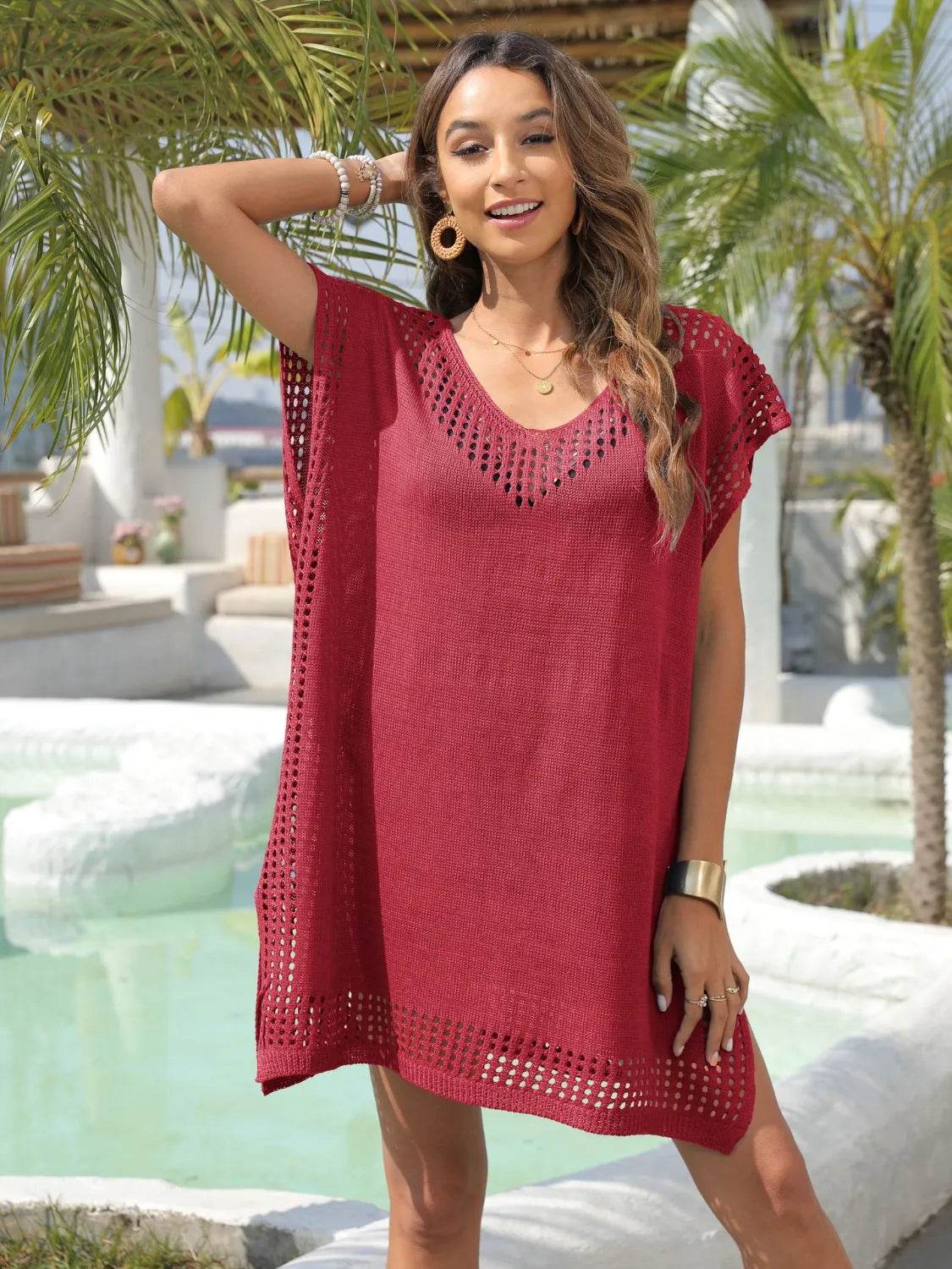 Crochet Trim Beach Cover Up Dress - Ultim8 Designs 4 U