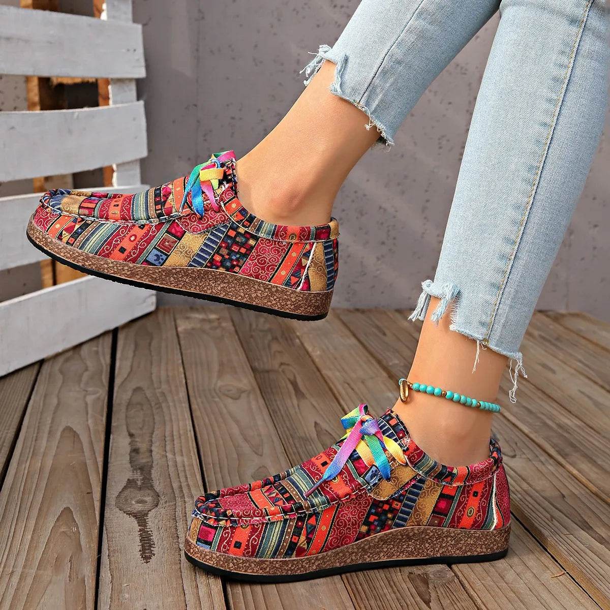 Printed Round Toe Sneakers - Ultim8 Designs 4 U