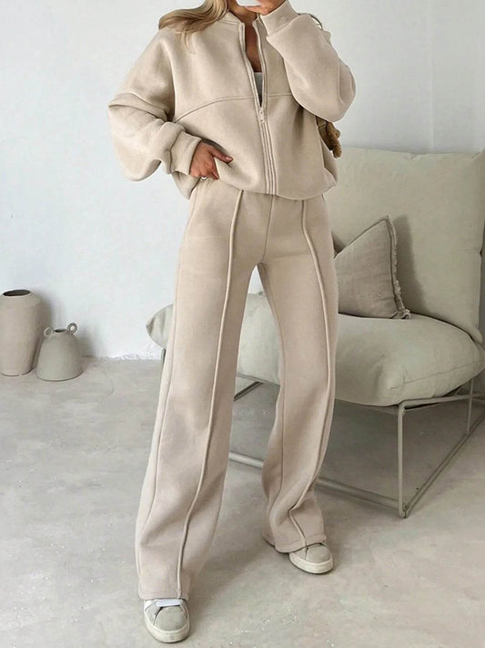 Zipper Up Jacket and Drawstring Pants Set - Ultim8 Designs 4 U