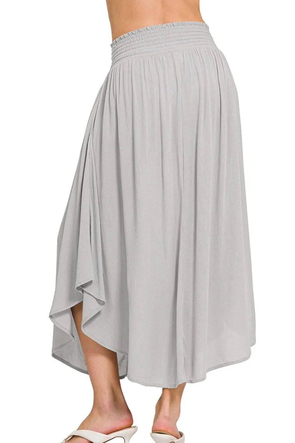 Zenana Woven Crinkle Smocked Waist Maxi Skirt W Pockets - Ultim8 Designs 4 U