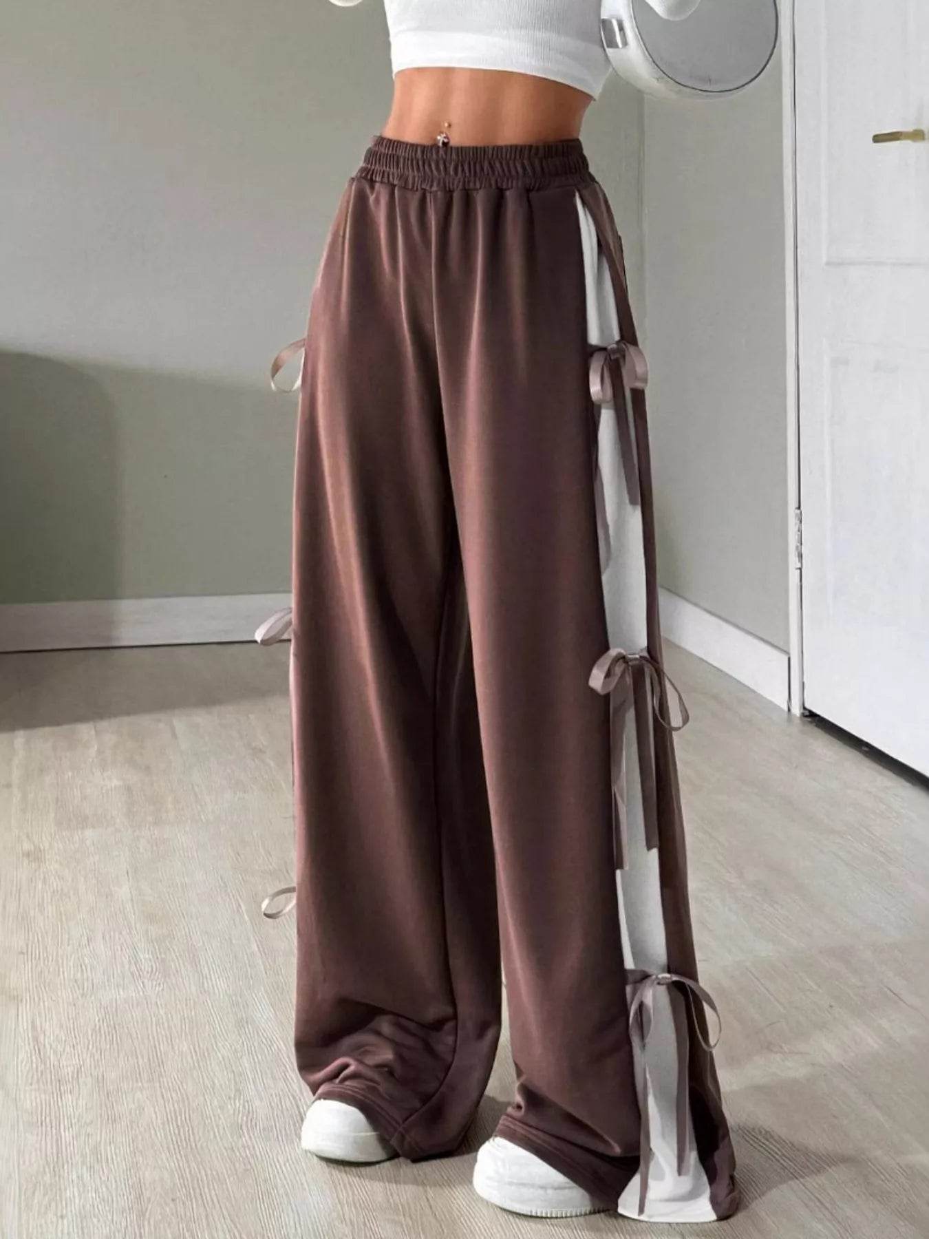 Side Tie Wide Leg Pants - Ultim8 Designs 4 U