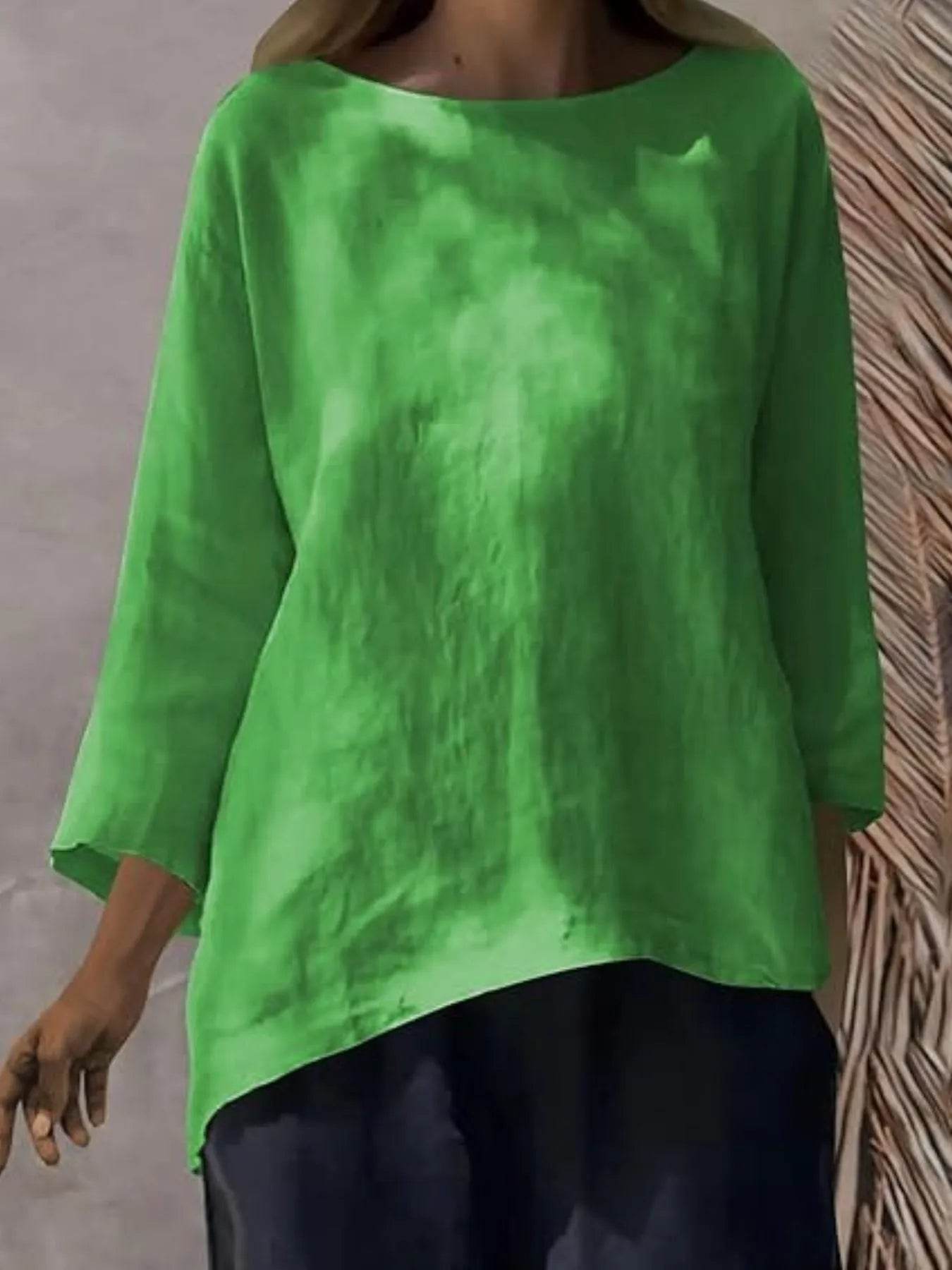 Full Size Round Neck Relaxed Fit Blouse Plus Size - Ultim8 Designs 4 U