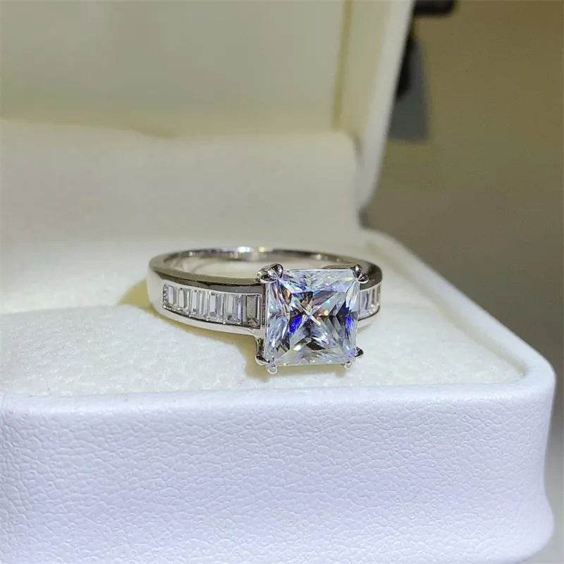 3 Carat Moissanite 925 Sterling Silver Square Shape Ring - Ultim8 Designs 4 U