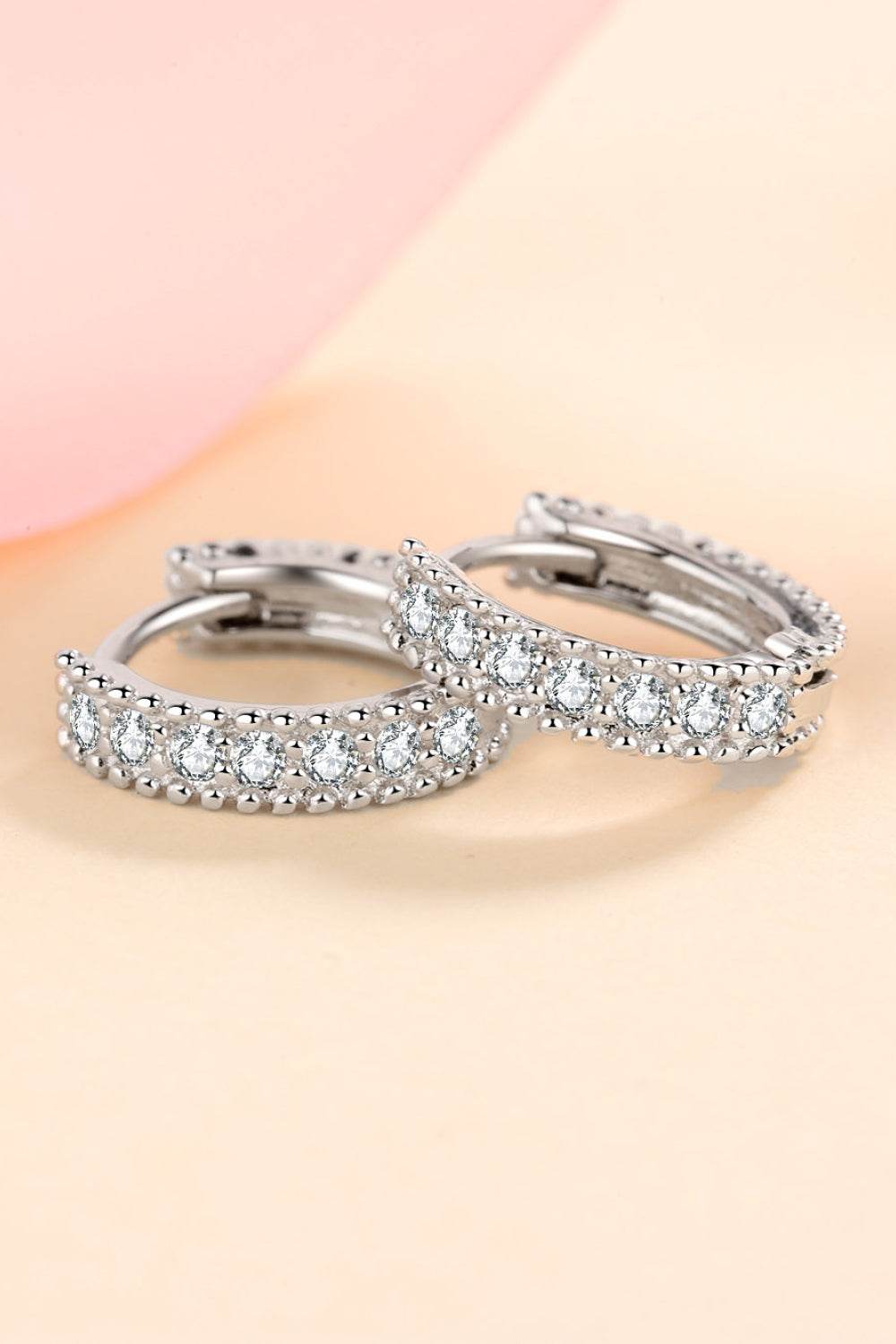 925 Sterling Silver Inlaid Moissanite Huggie Earrings - Ultim8 Designs 4 U