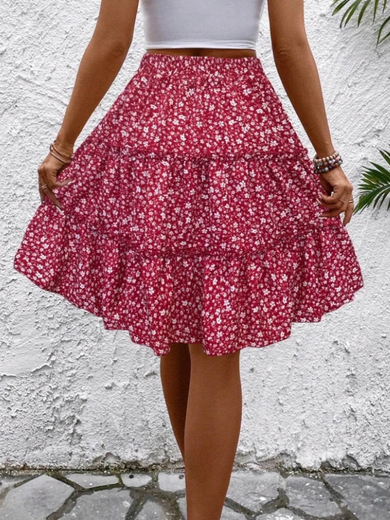 Floral Print Midi Skirt - Ultim8 Designs 4 U