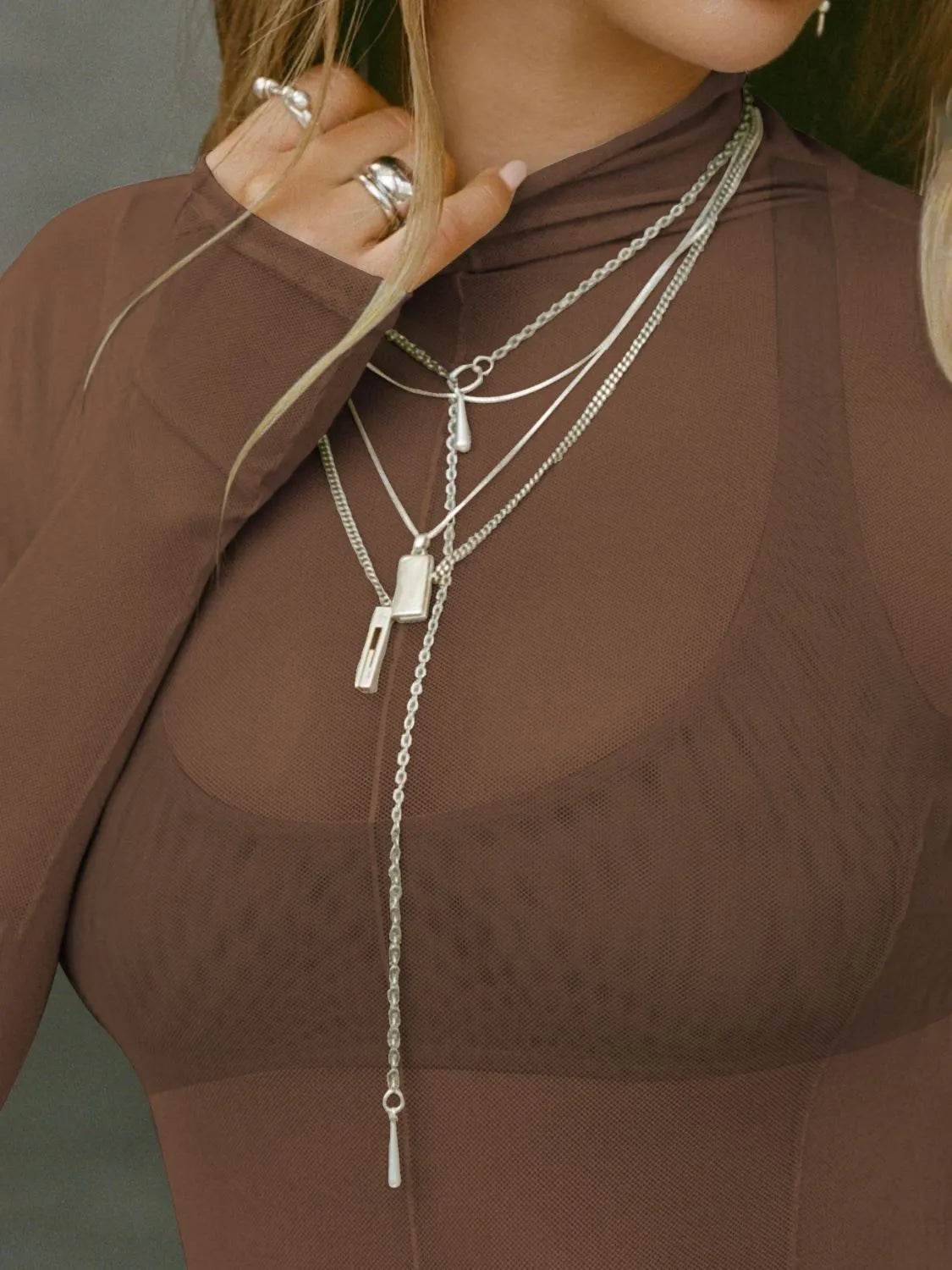 Mock Neck Long Sleeve Sheer Top - Ultim8 Designs 4 U