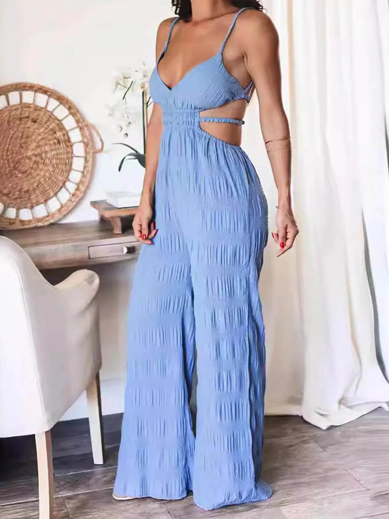 Cut-Out Wide Leg Jumpsuit - Ultim8 Designs 4 U