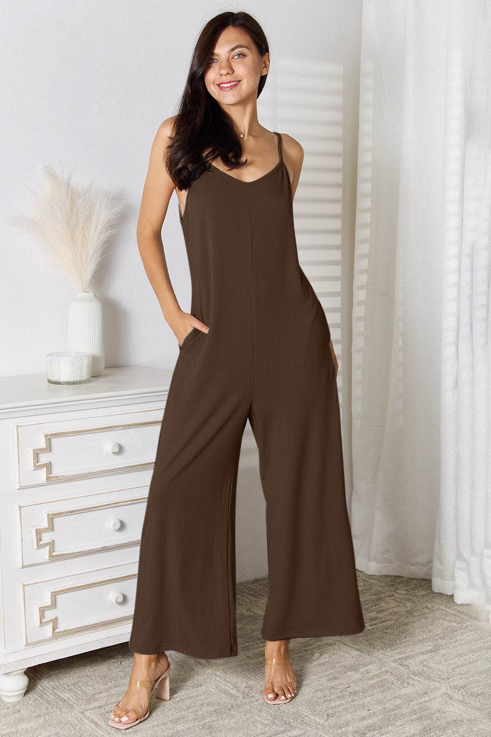 Basic Bae Full Size Spaghetti Strap V-Neck Jumpsuit - Ultim8 Designs 4 U
