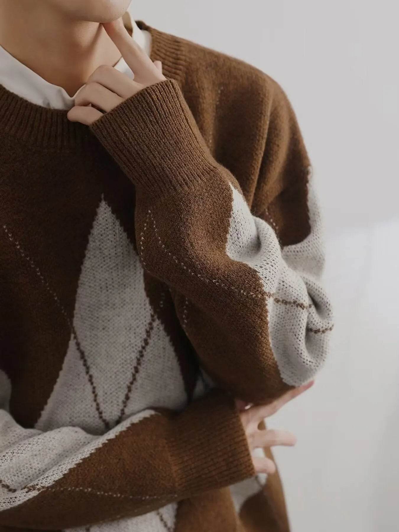 Men's Argyle Pattern Oversized Sweater - Ultim8 Designs 4 U