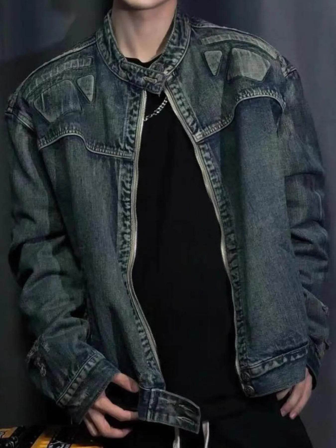 Men's Full Size Zip Up Washed Oversized Denim Jacket Plus Size - Ultim8 Designs 4 U