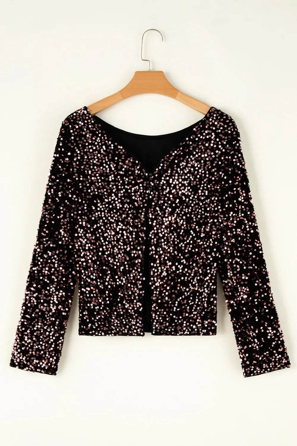 Sequin Round Neck Long Sleeve Blouse - Ultim8 Designs 4 U