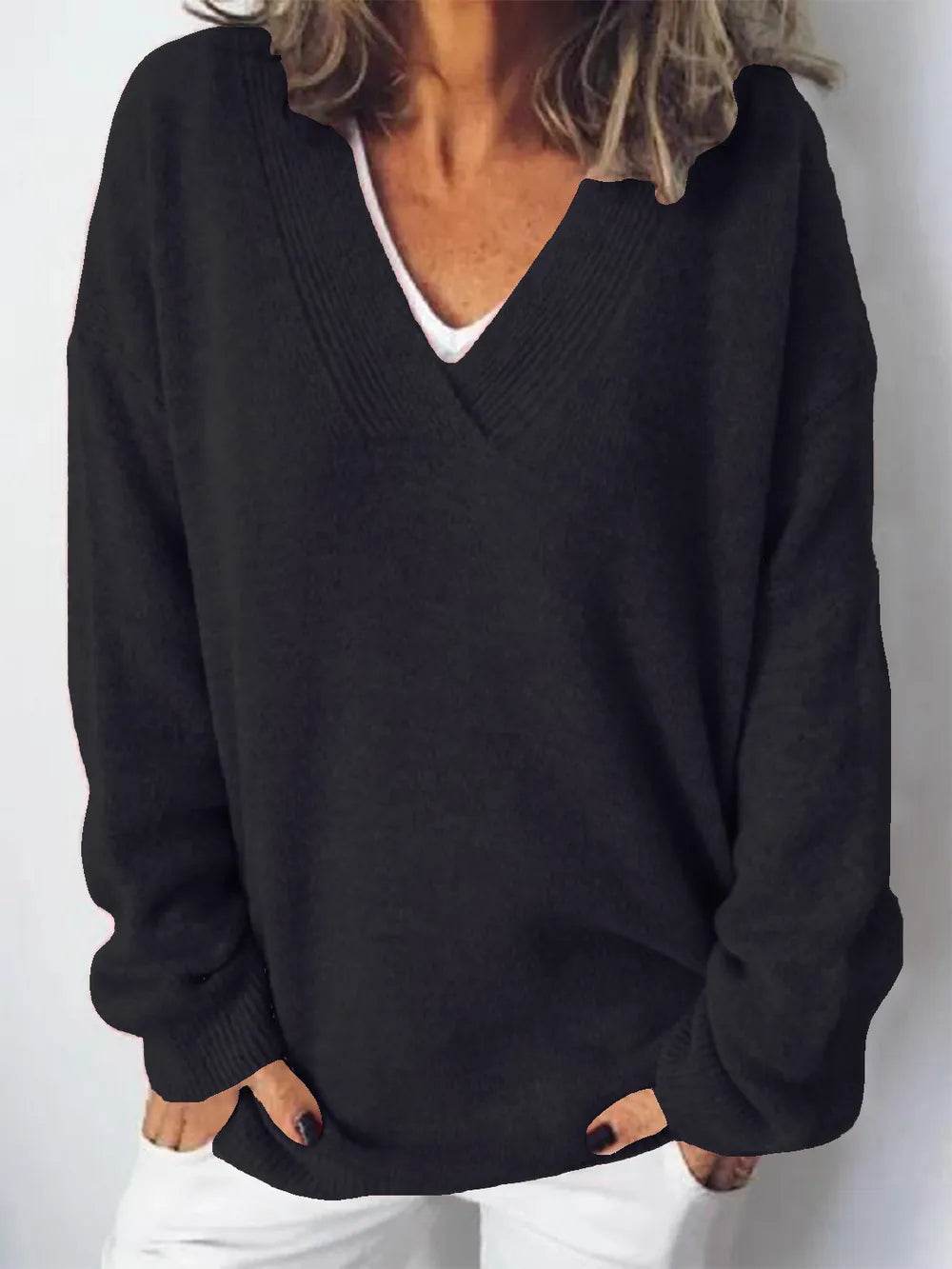 V-Neck Dropped Shoulder Sweater - Ultim8 Designs 4 U