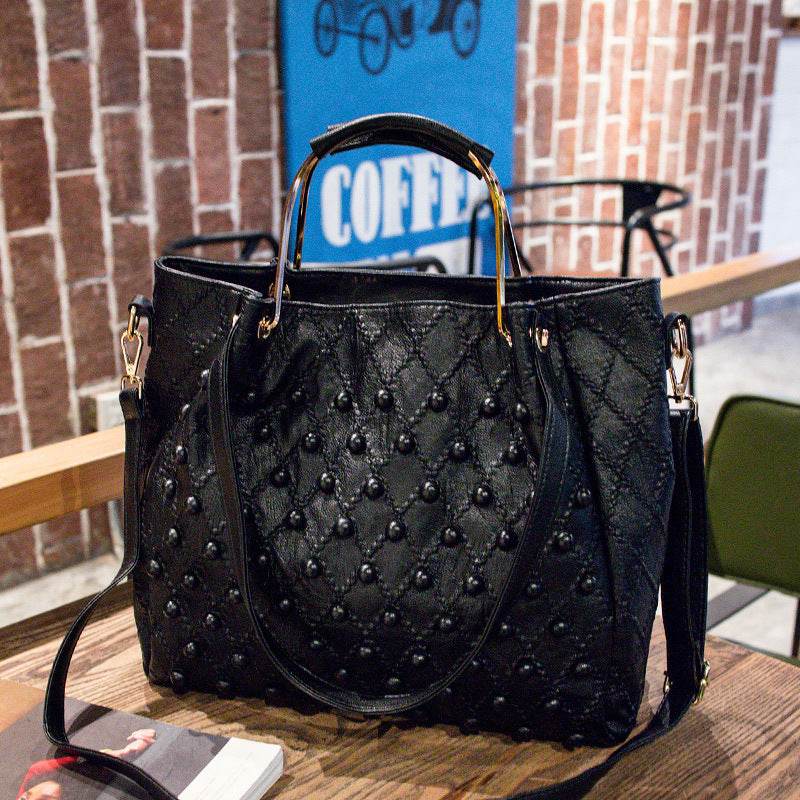 Soft Leather Diamond Rivet Handbag - Ultim8 Designs 4 U