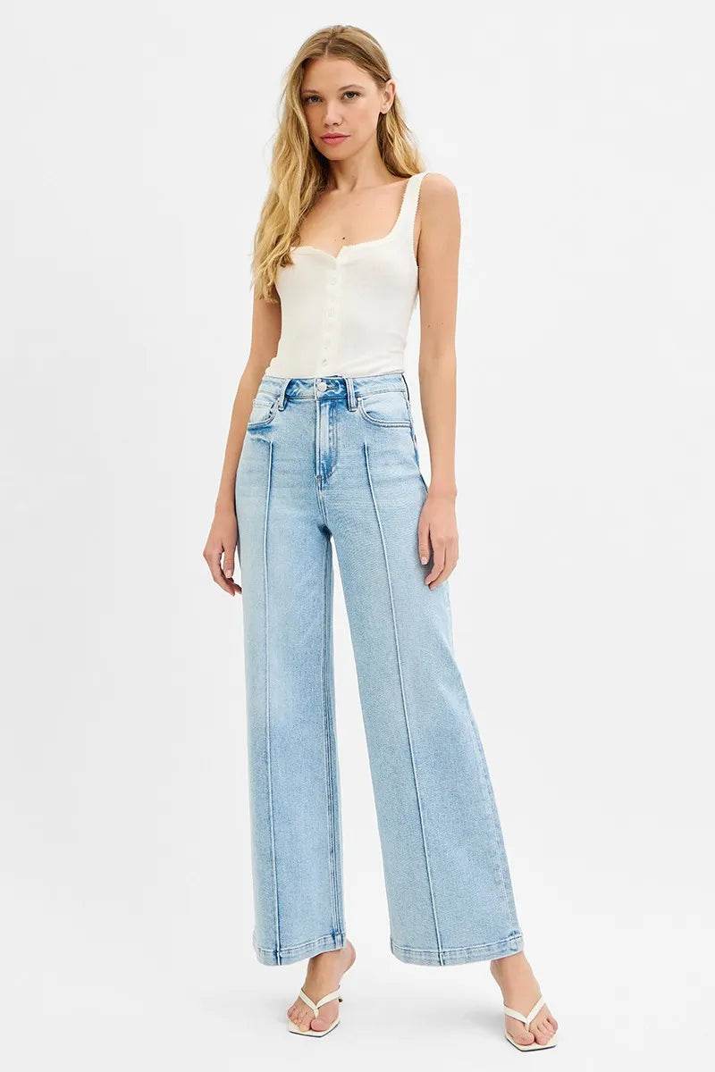 RISEN Full Size High Waist Wide Leg Pintuck Detailed Plus Size - Ultim8 Designs 4 U