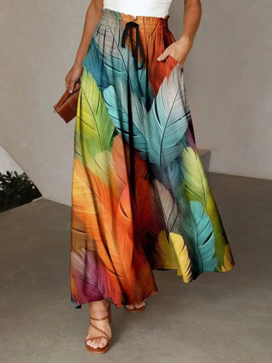 Printed Maxi Skirt with Pockets - Ultim8 Designs 4 U