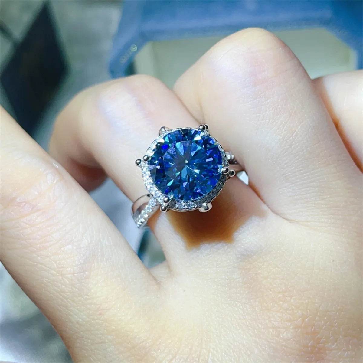5 Carat Moissanite Halo Engagement Ring - Ultim8 Designs 4 U