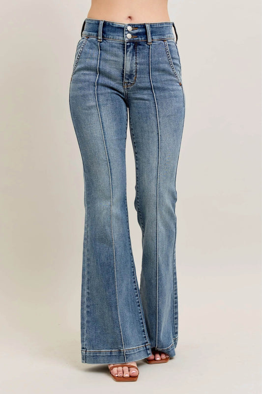 Judy Blue Full Size High-Waist Flare Denim Jeans with Front Seam Detail Plus Size - Ultim8 Designs 4 U