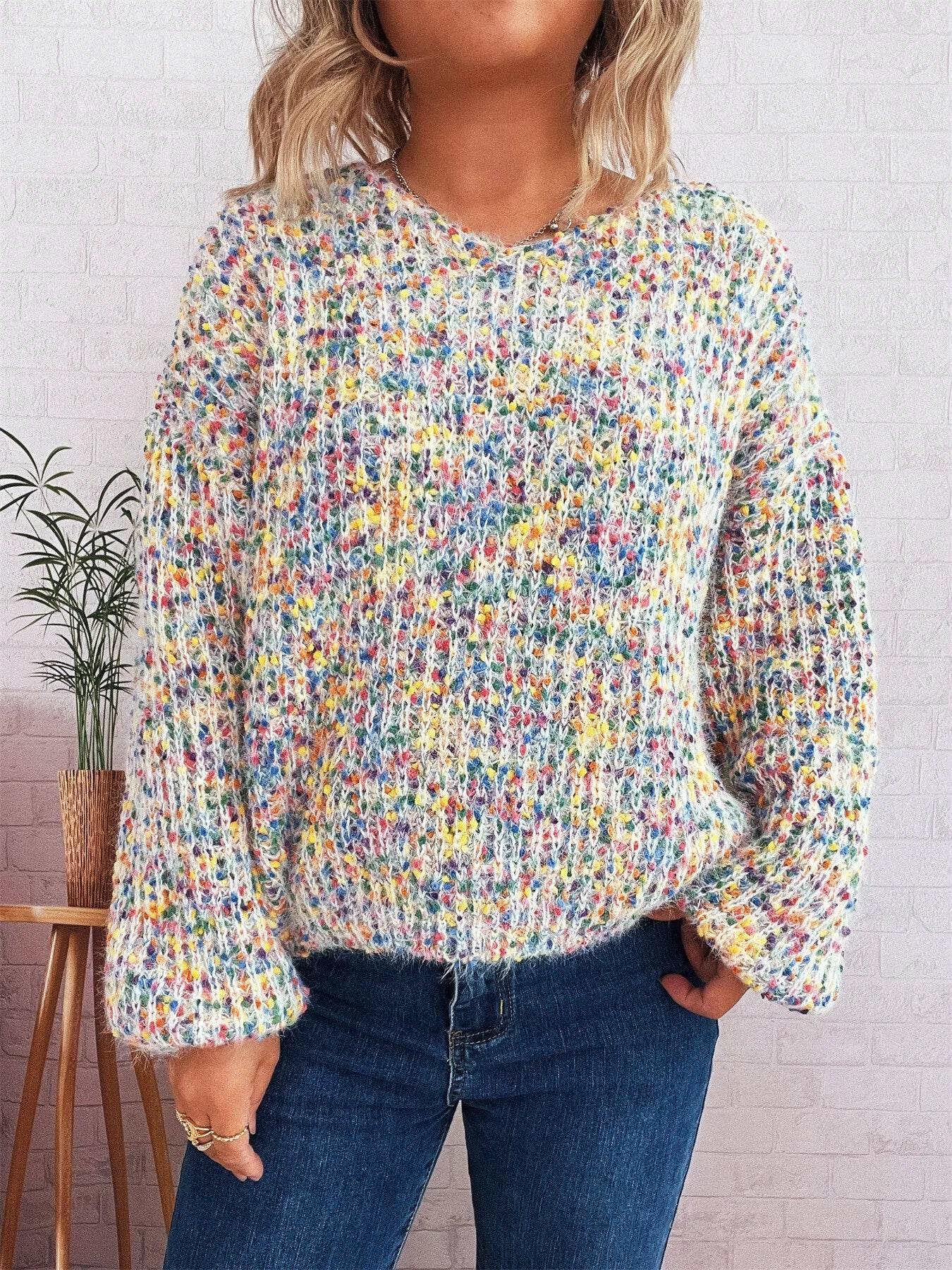Colorful Long Sleeve Sweater - Ultim8 Designs 4 U