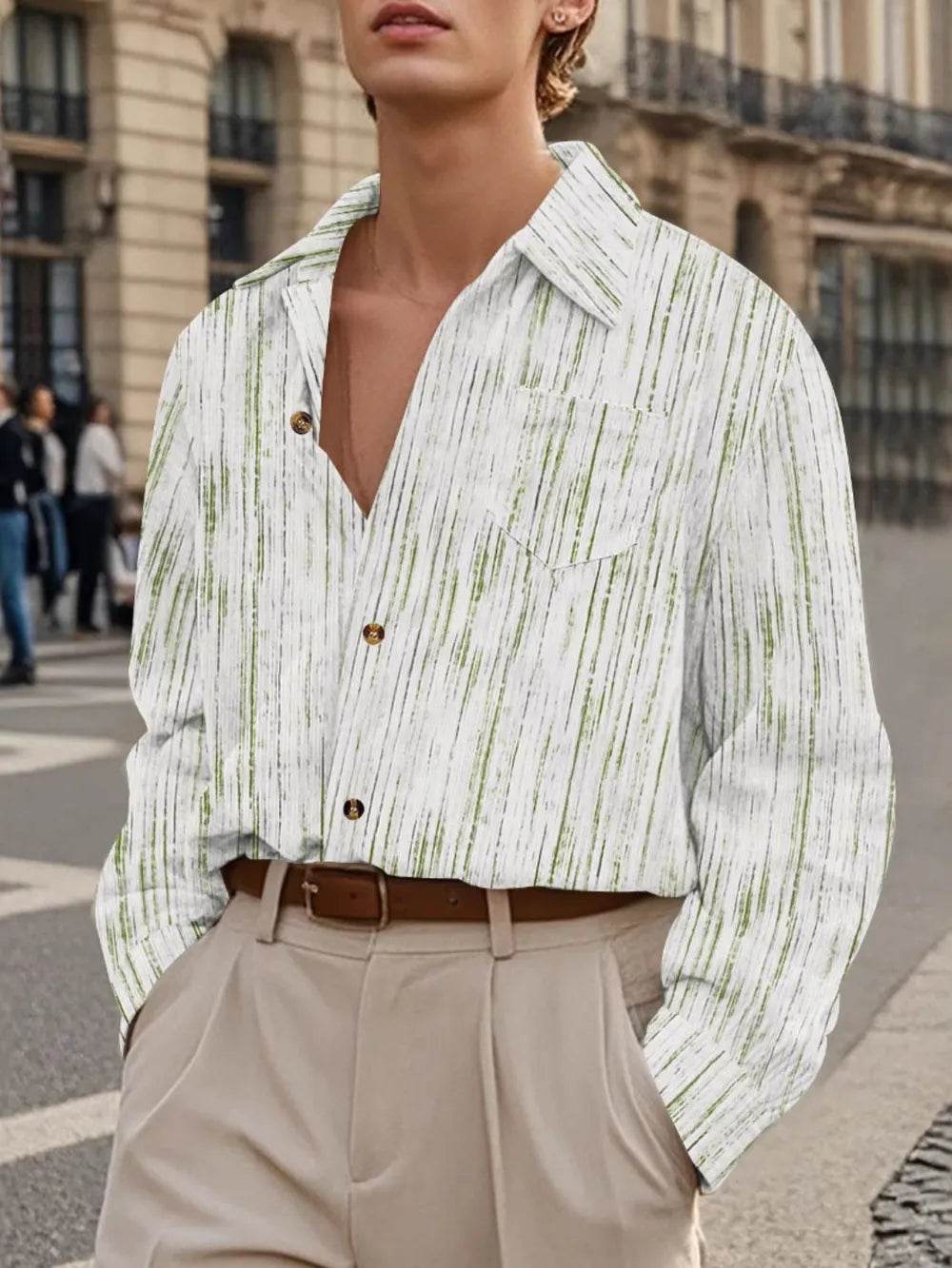 Men's Full Size Button Down Long Sleeve Striped Shirt Plus Size - Ultim8 Designs 4 U