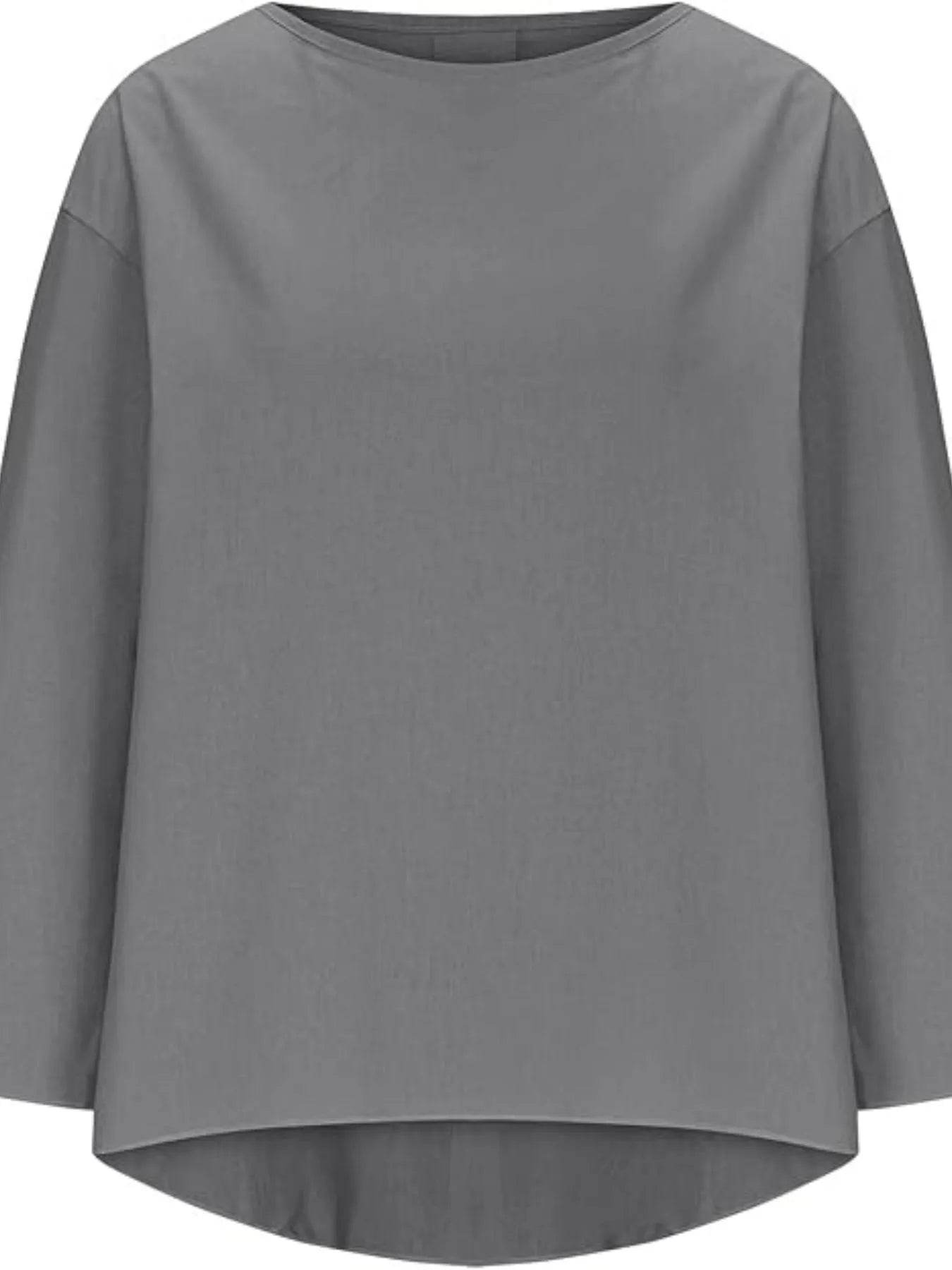 Full Size Round Neck Relaxed Fit Blouse Plus Size - Ultim8 Designs 4 U