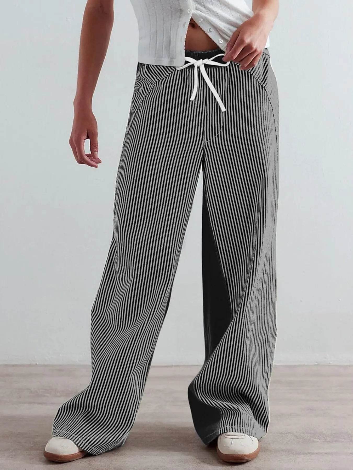 Striped Wide Leg Jeans - Ultim8 Designs 4 U