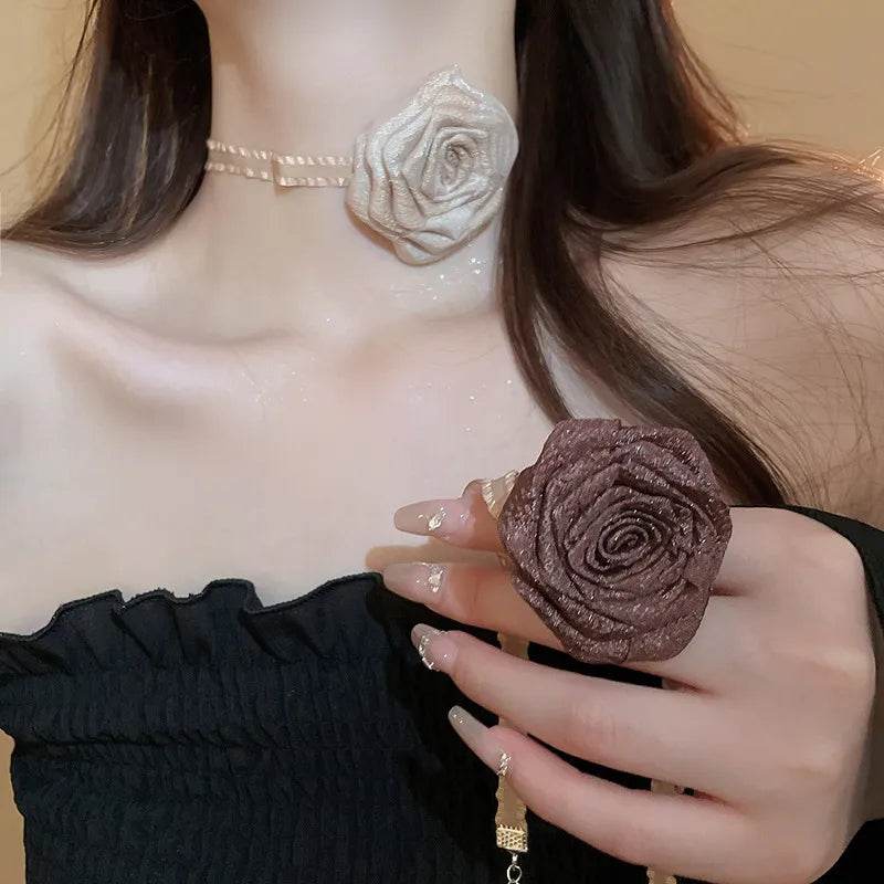 3D Rose Alloy Buckle Necklace - Ultim8 Designs 4 U