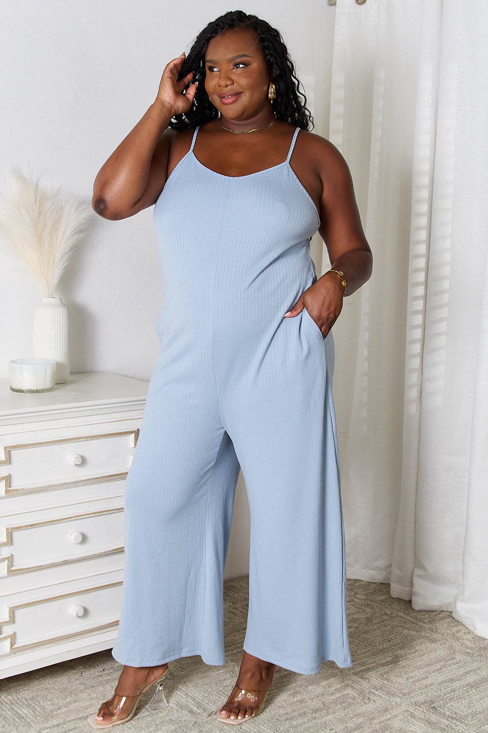Basic Bae Full Size Spaghetti Strap V-Neck Jumpsuit - Ultim8 Designs 4 U