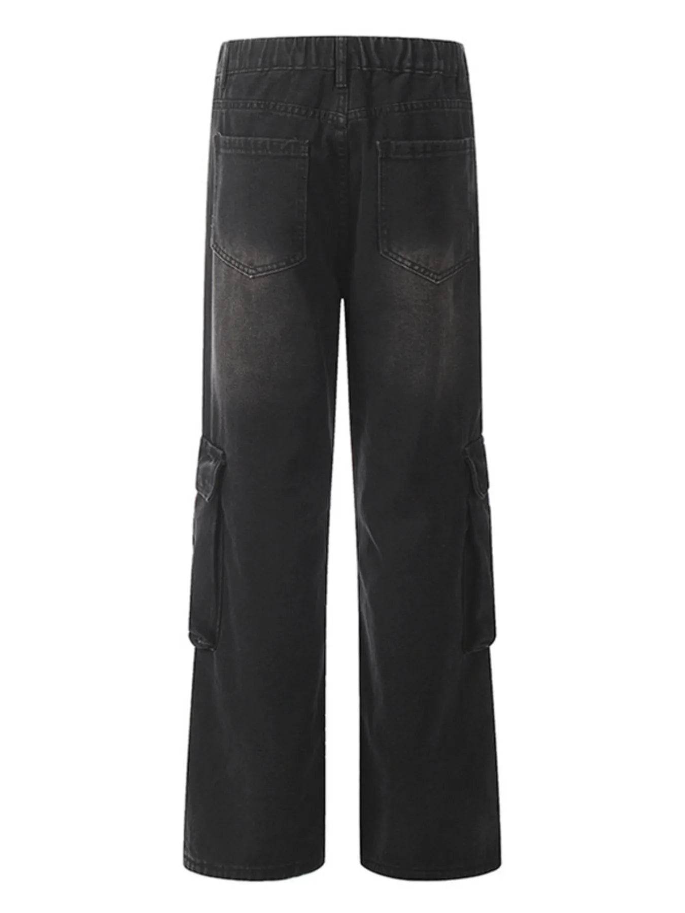 Men's Washed Wide Leg Cargo Jeans - Ultim8 Designs 4 U
