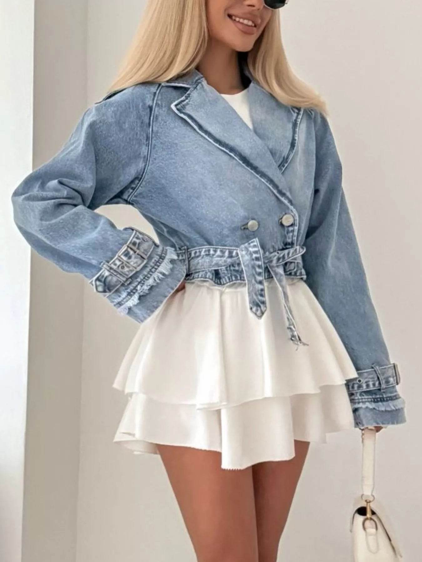 Long Sleeve Crop Denim Jacket - Ultim8 Designs 4 U