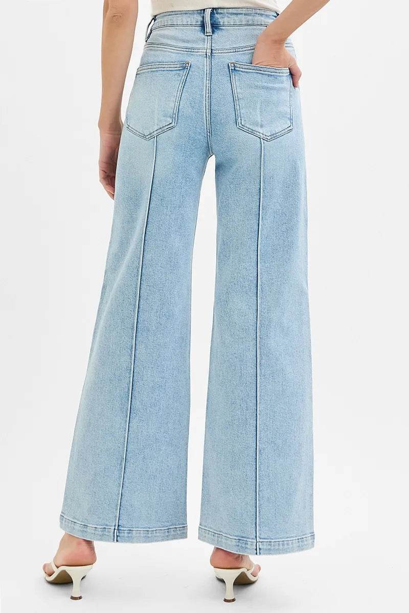 RISEN Full Size High Waist Wide Leg Pintuck Detailed Plus Size - Ultim8 Designs 4 U