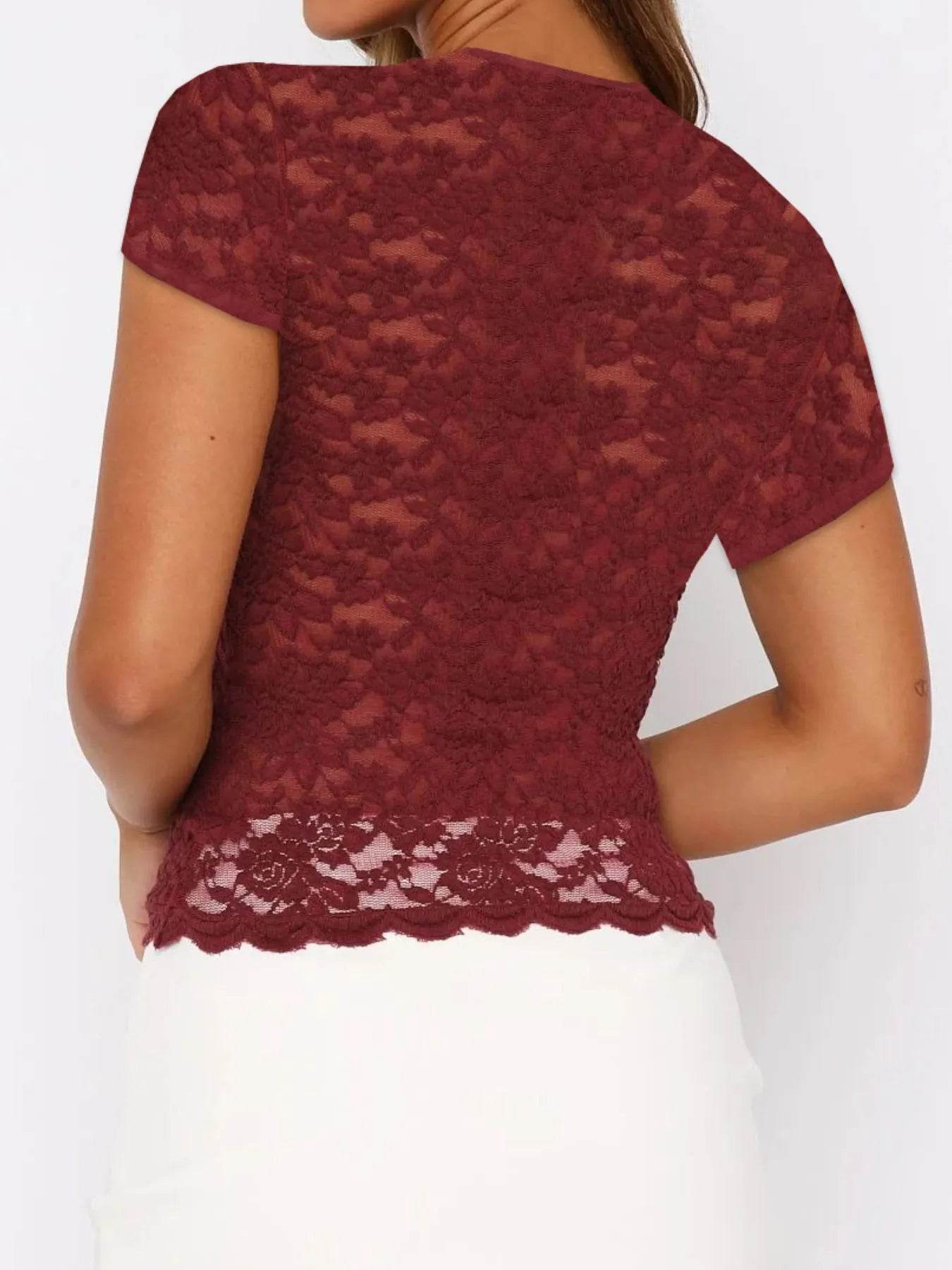 Lace Short Sleeve T-Shirt - Ultim8 Designs 4 U