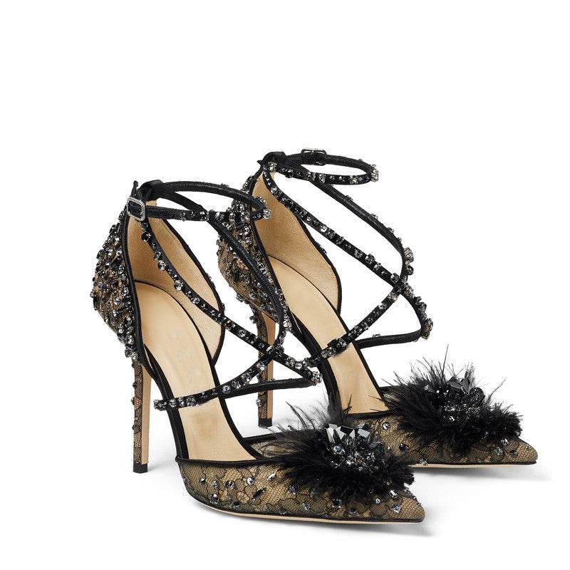 Nude Lace Rhinestone Floral Pumps - Ultim8 Designs 4 U