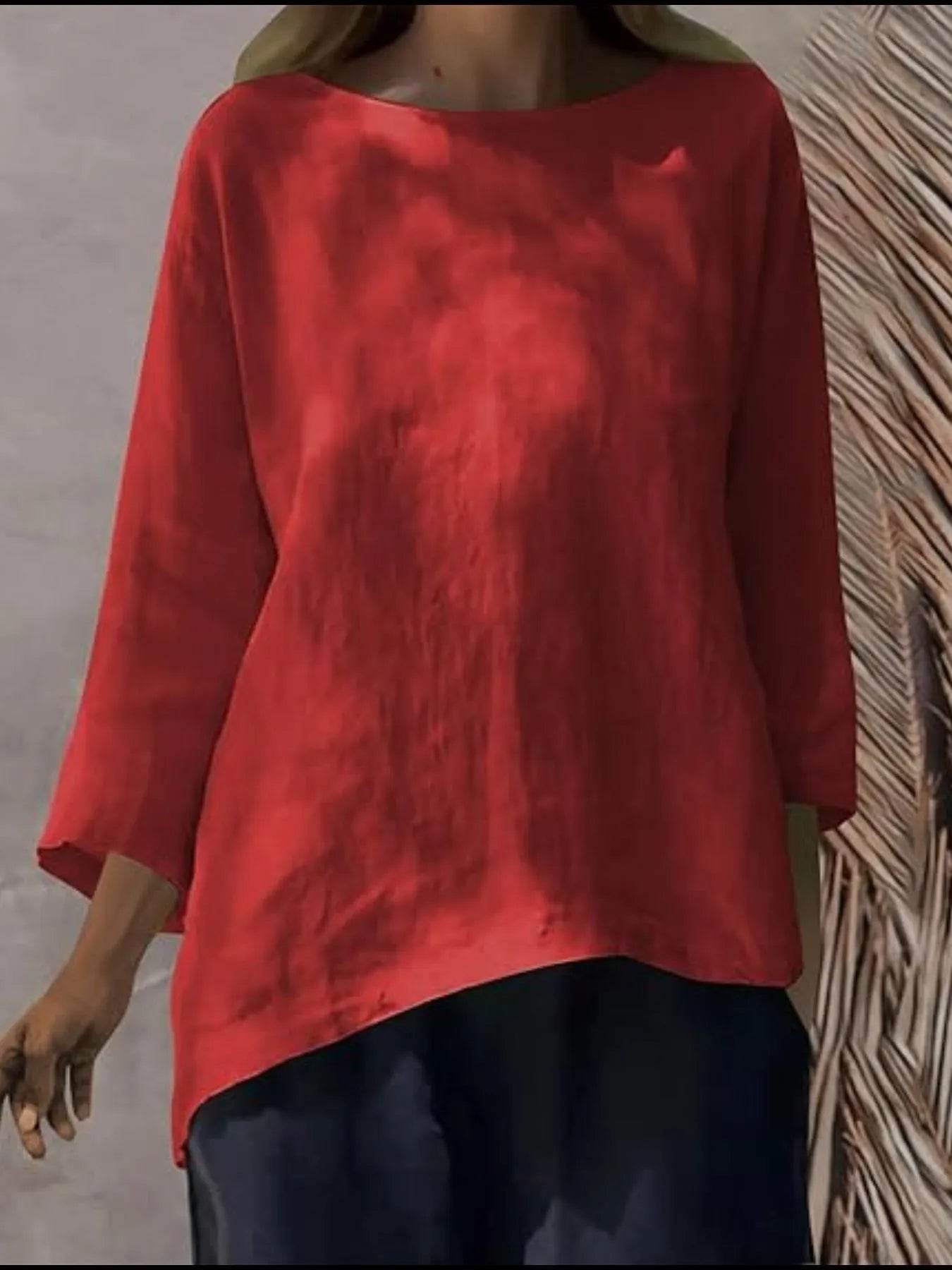 Full Size Round Neck Relaxed Fit Blouse Plus Size - Ultim8 Designs 4 U
