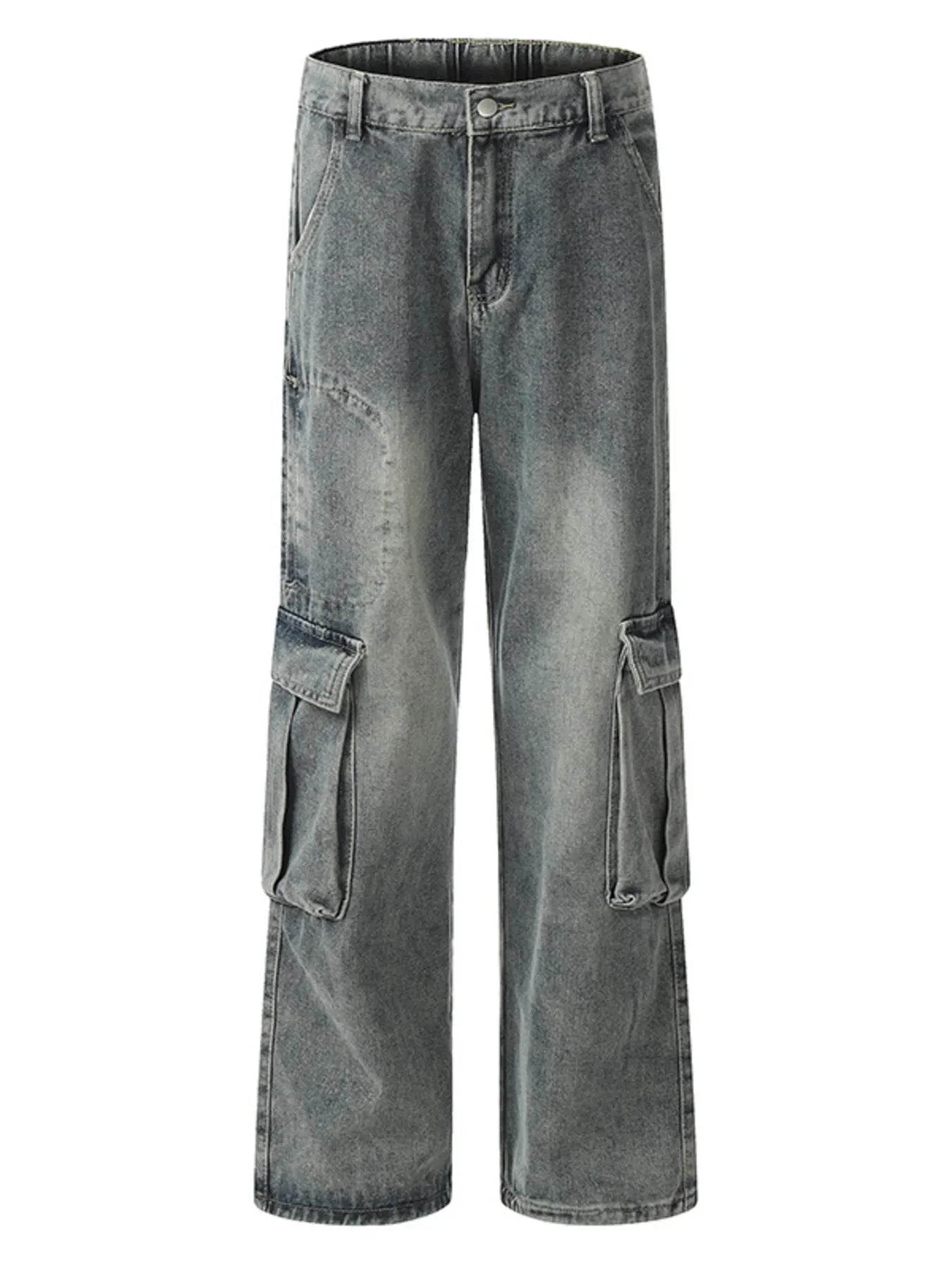 Men's Washed Wide Leg Cargo Jeans - Ultim8 Designs 4 U