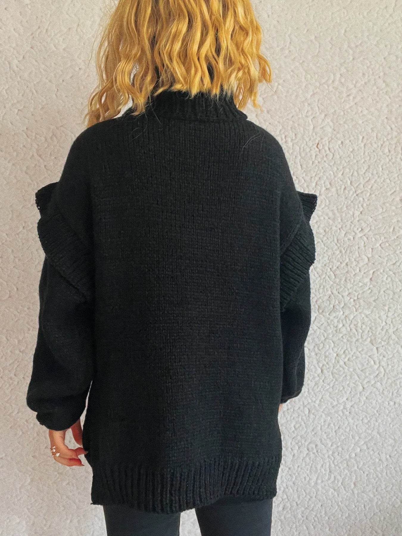 Ruffled Turtleneck Long Sleeve Sweater - Ultim8 Designs 4 U