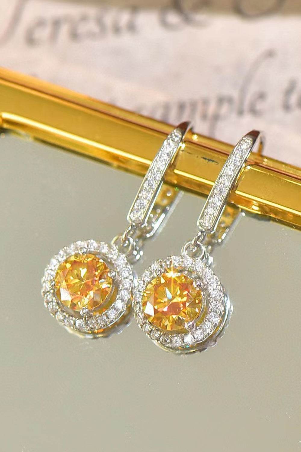 Platinum-Plated 2 Carat Moissanite Drop Earrings - Ultim8 Designs 4 U