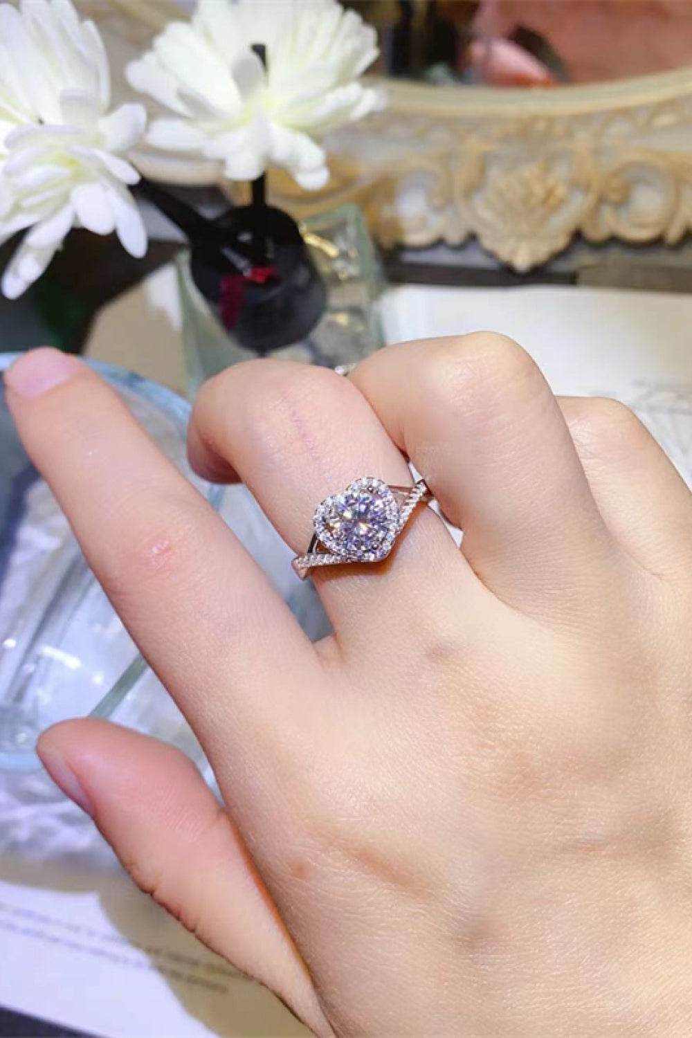 Adored 1 Carat Moissanite 925 Sterling Silver Heart Ring - Ultim8 Designs 4 U
