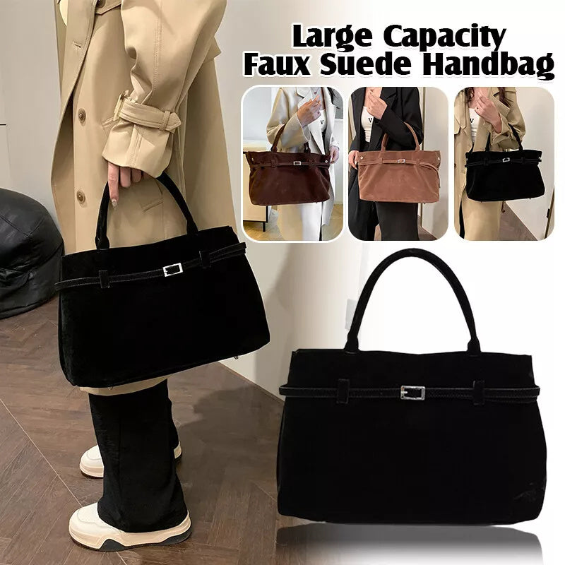 Handbags - Tote Bags - Faux Suede Brown Large Capacity Shoulder