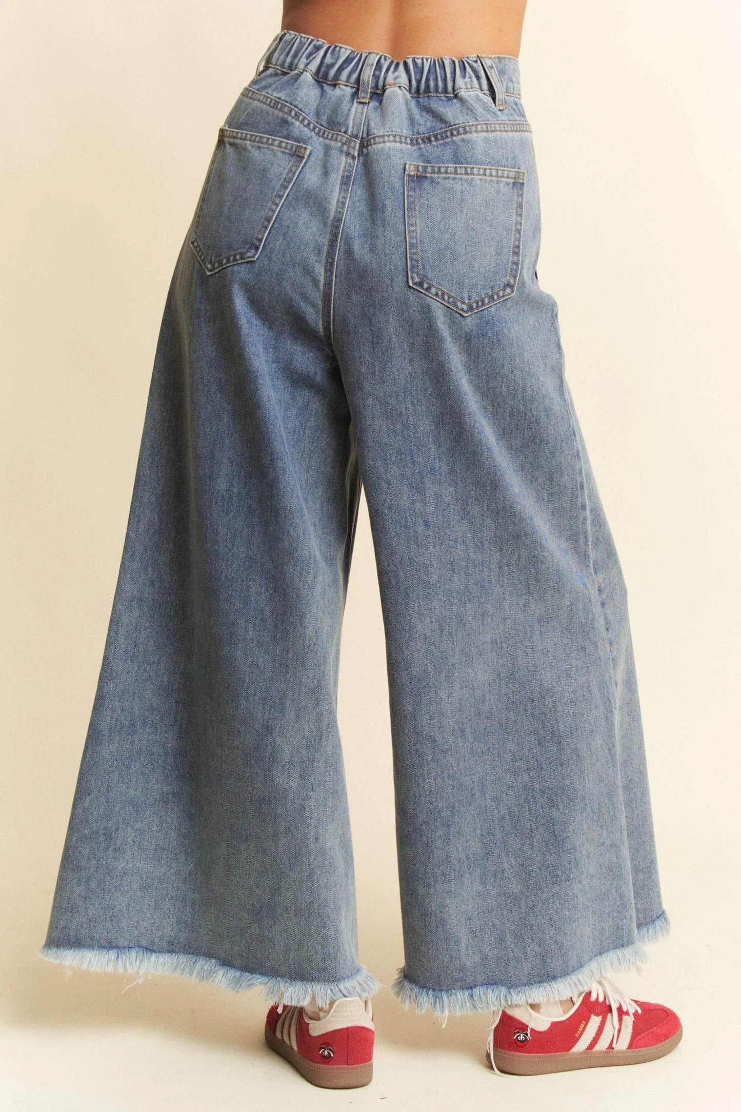 Davi & Dani Patch Pocket Wide Leg Culotte Jeans - Ultim8 Designs 4 U