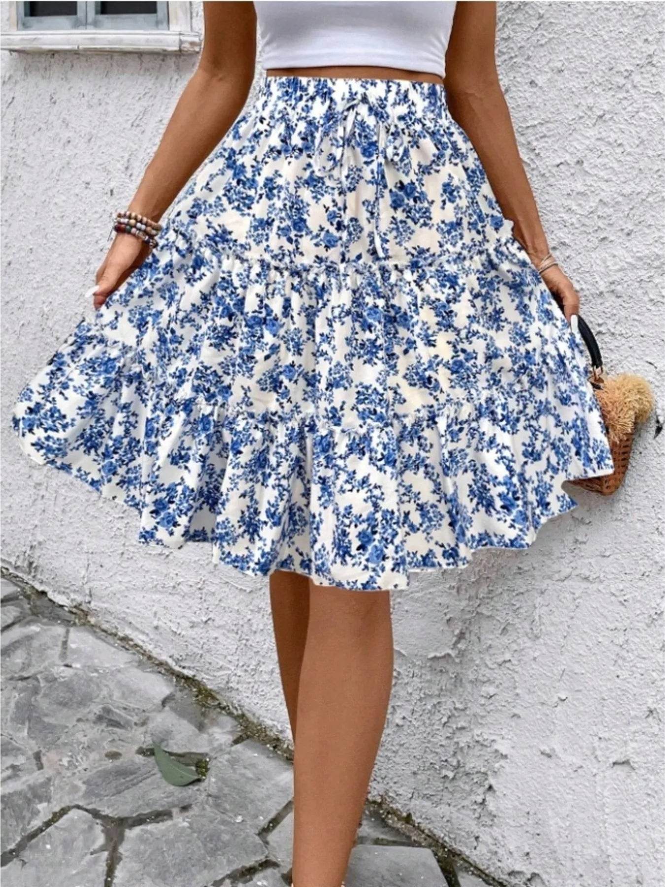 Floral Print Midi Skirt - Ultim8 Designs 4 U
