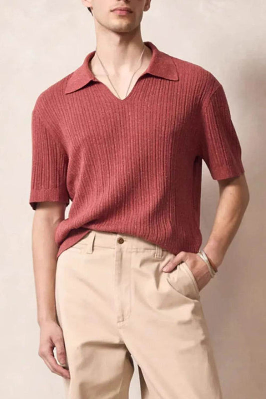 Men's Plus Size Johnny Collar Half Sleeve Knit Polo - Ultim8 Designs 4 U