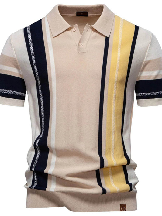Men's Contrast Striped Knit Polo Shirt - Ultim8 Designs 4 U