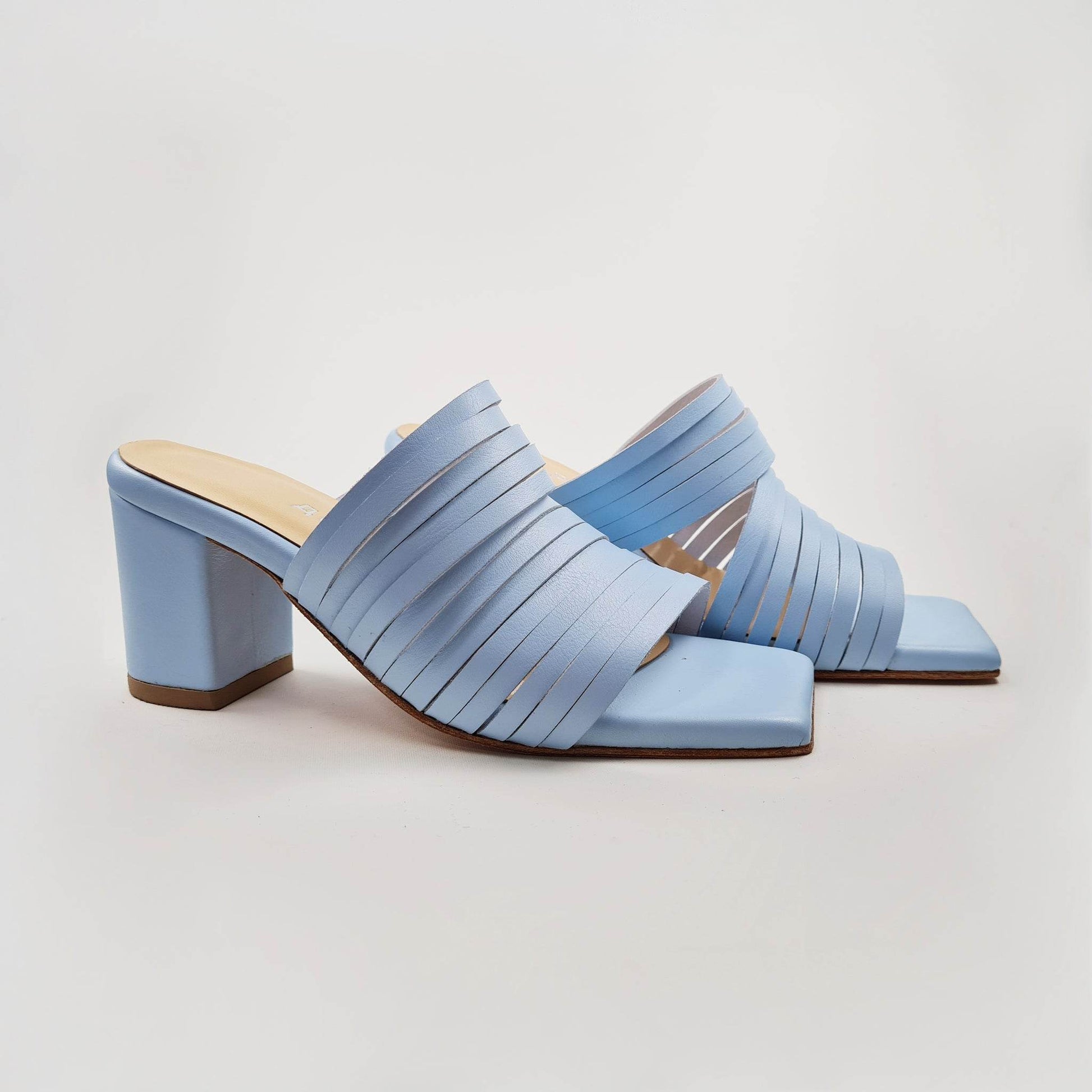 Handmade Strappy Leather Sandals - Light Blue - Ultim8 Designs 4 U